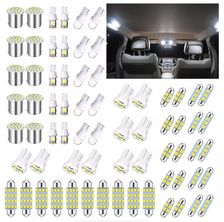 Ultimate 42-Piece Ultra-Bright Car LED Interior Upgrade Kit - Universal Compatibility Dome, Map & License Plate Lights-XXS