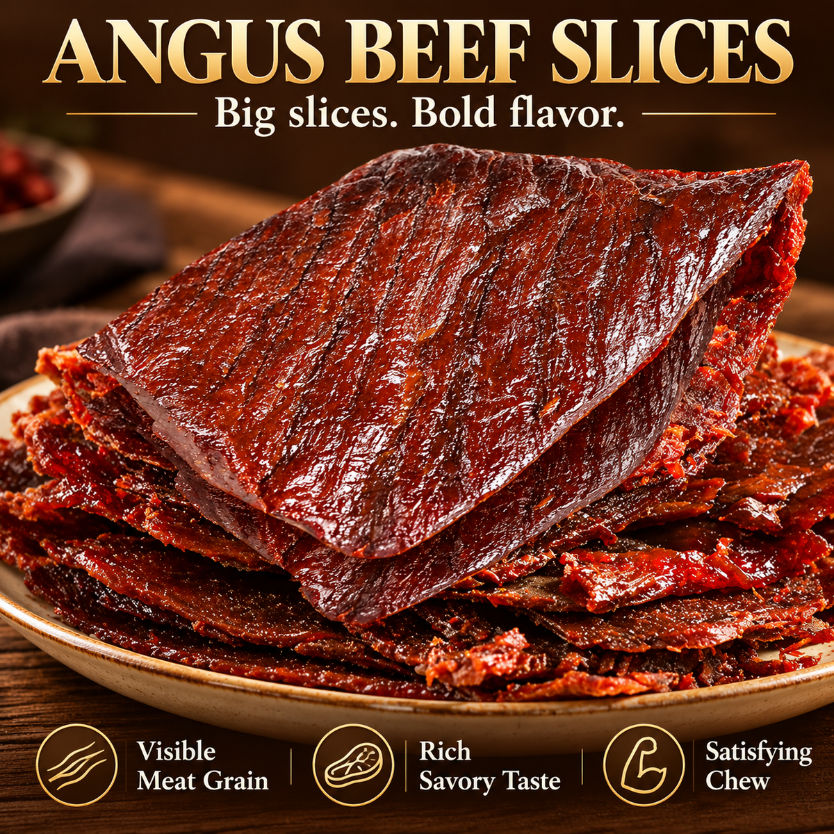Premium Angus Sirloin Beef Jerky — Protein-Packed, Bold Flavor, Satisfying Chew-HJY
