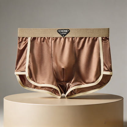 🛡️ 10A grade antibacterial satin light luxury high-end ice silk men's boxer briefs summer ultra-thin comfortable breathable shorts-CJP