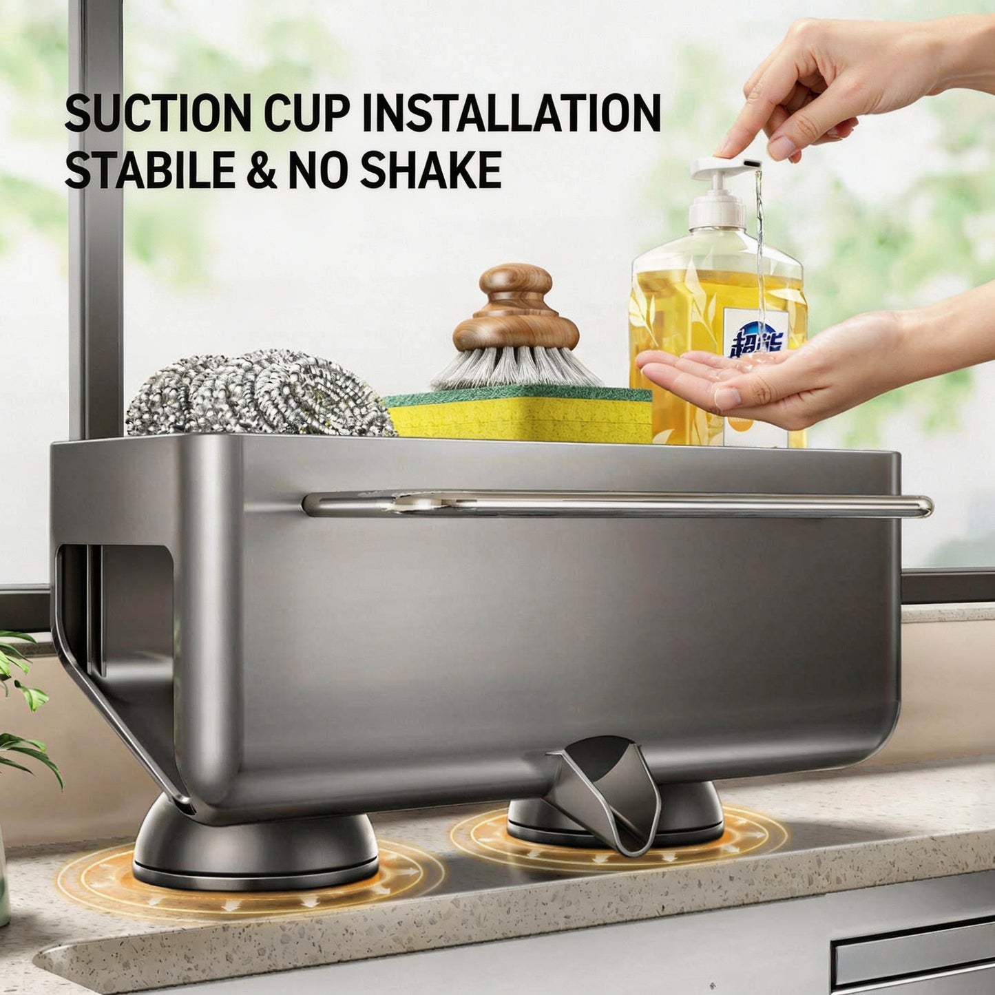 🧽  Are you still worried about your messy kitchen|Suction Cup Sink Caddy | No-Drill Kitchen Sink Organizer-CJP