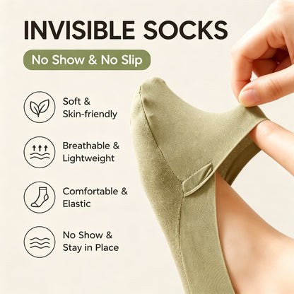 10 Pairs Invisible Socks – Comfortable & Breathable Polyester Liner Socks with Thickened Sponge Bottom for Enhanced Grip & Stability, Smooth Knit Fabric, Casual & Versatile for Daily Wear!-KPL