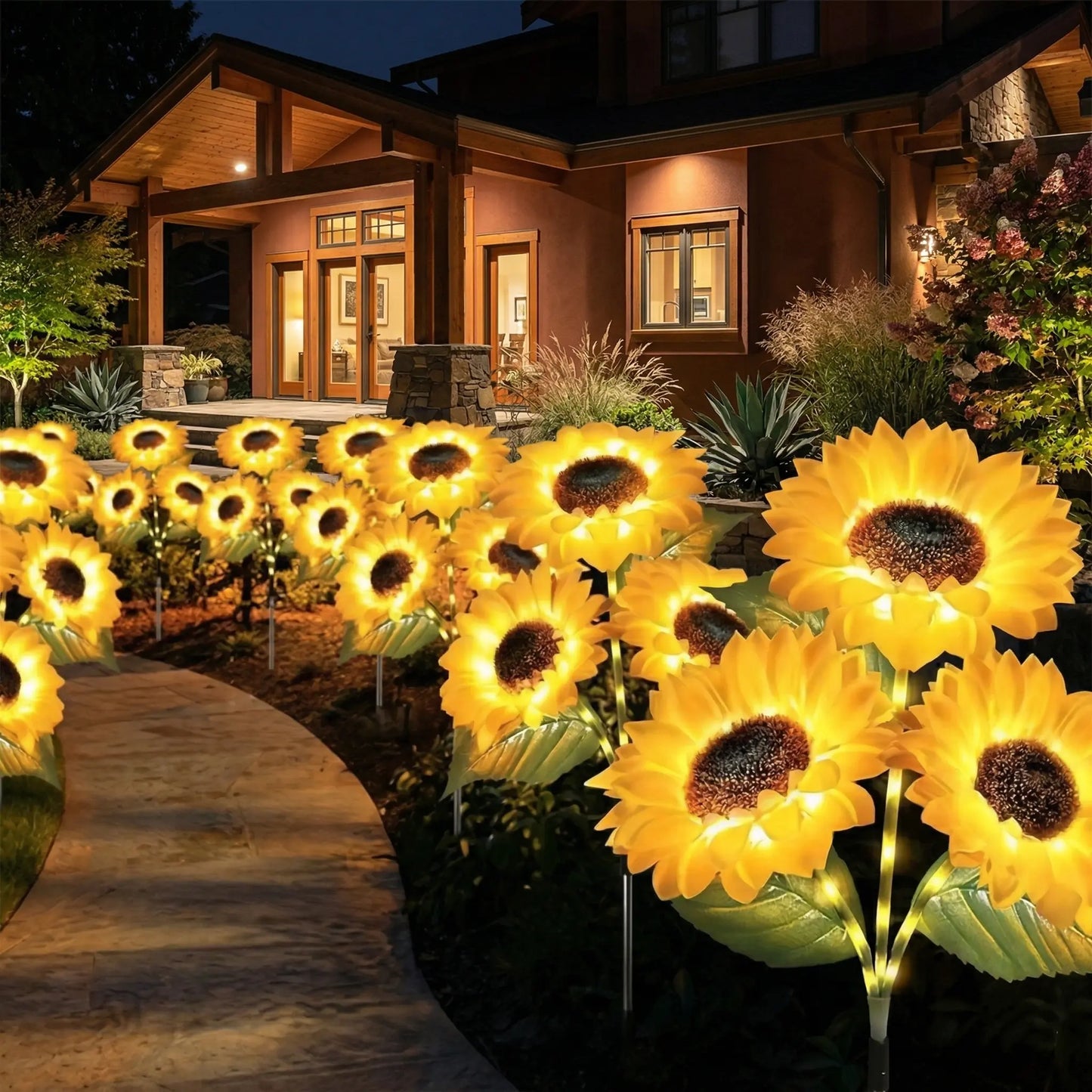 ☀️Solar Sunflower Garden Lights🌻 Waterproof LED Outdoor Stake Light💧with Auto On/Off for Yard, Pathway & Patio Decor-AUX