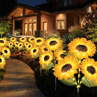 ☀️Solar Sunflower Garden Lights🌻 Waterproof LED Outdoor Stake Light💧with Auto On/Off for Yard, Pathway & Patio Decor-AUX