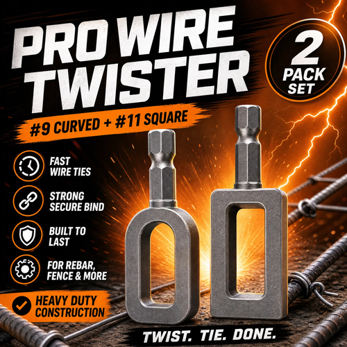 🔩 Heavy-Duty Wire Twister Tool for Drill ⚙️, High-Carbon Steel Rebar Tie Wire Twisting Bit, Fast Wire Tying Attachment for Construction 🏗️, Fencing 🚧, and Gardening 🌱-XLB