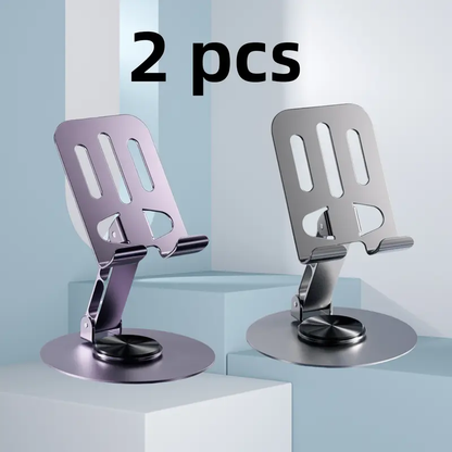2PCS Phone Tablet Holder Metal Phone Stand 360° Rotation All Kinds Cellphone Foldable Scalable Office Desk Adjustable Portable for Travel for Men and Women-XLB