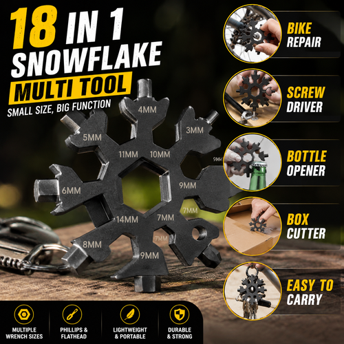 18-in-1 Multi-Function Snowflake Wrench🔧Outdoor, Cycling & Emergency Repair Tool-YOY