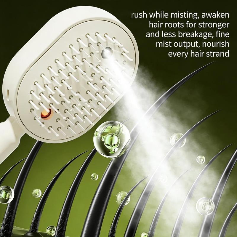 ✨ Electric Spray Air Cushion Massage Comb 🧹 Self-cleaning & Anti-tangle | 💧 Essential Oil Mist Hair Care ⚡ Anti-static Volumizing Aromatherapy Comb.-AUX