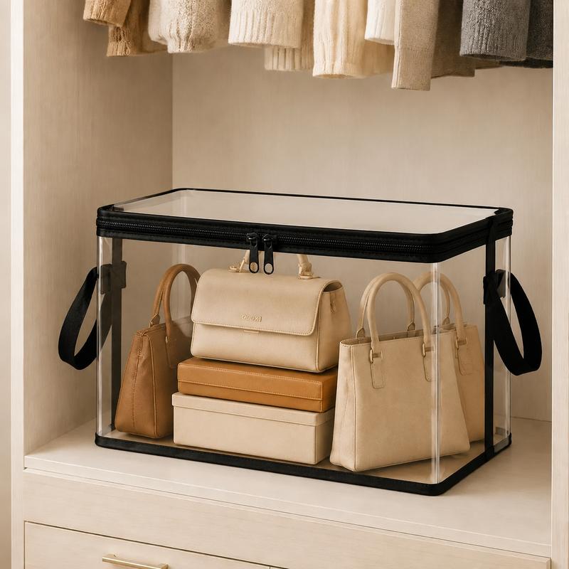 📦📦Large Clear Thick Plastic Storage Box with Hinged Lid, Heavy Duty High Capacity Organizer Bin, Free Shipping for Home Camping Travel Attic Moving-AUX