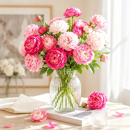 🌸 Artificial Peony Flowers Bouquet | Realistic Forever Blooms for Home Decor-LT
