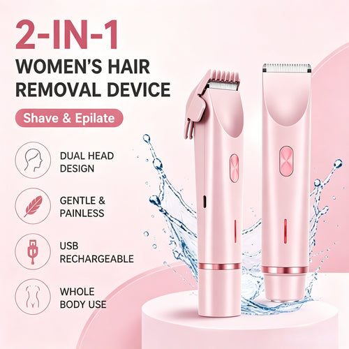 🪒 2-in-1 Painless Electric Hair Remover | USB Rechargeable Shaver & Trimmer for Whole Body Use-LT