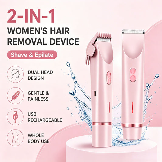 🪒 2-in-1 Painless Electric Hair Remover | USB Rechargeable Shaver & Trimmer for Whole Body Use-LT