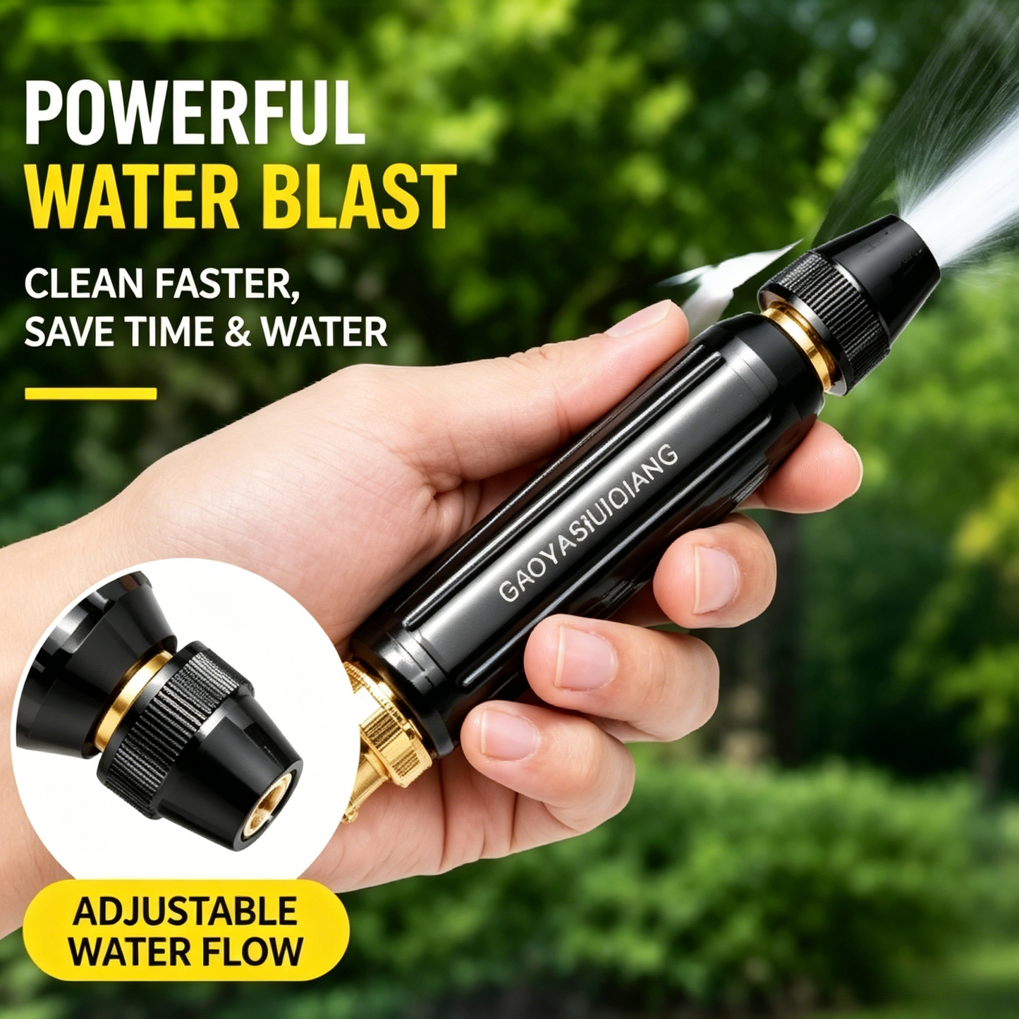 ⚡ Powerful Water Jet Nozzle | Super High Pressure, Adjustable Flow, Leak-Proof & Durable, Fits Standard Garden Hoses for Heavy-Duty Cleaning-LT