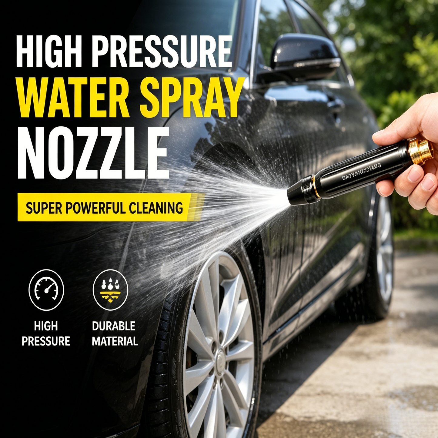 ⚡ Powerful Water Jet Nozzle | Super High Pressure, Adjustable Flow, Leak-Proof & Durable, Fits Standard Garden Hoses for Heavy-Duty Cleaning-LT