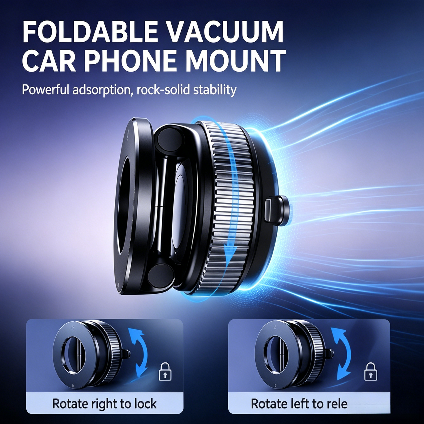 🚗 Foldable Vacuum Magnetic Car Phone Holder Strong Suction Universal Car Mount-LT