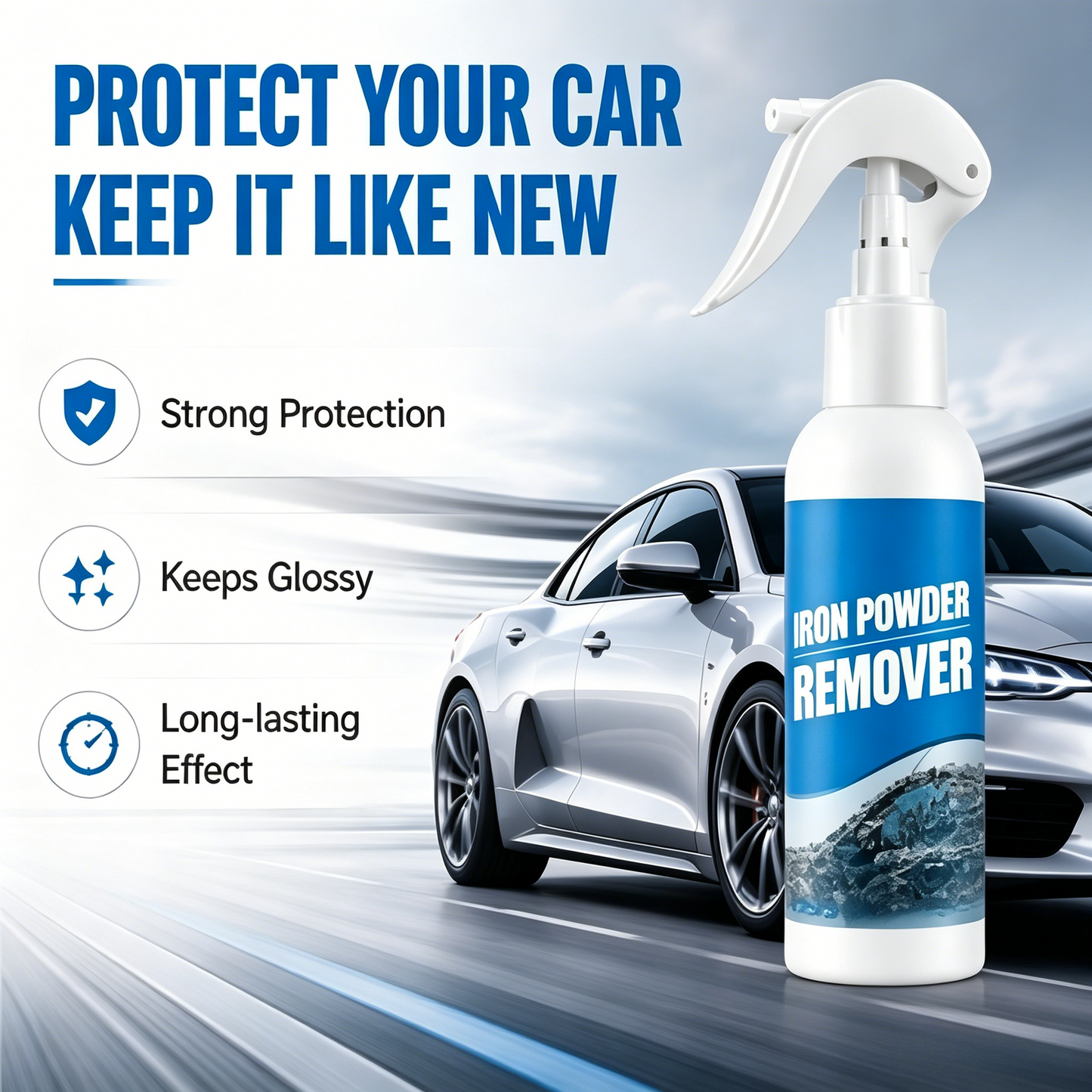 ✨ Iron Fallout Remover for Cars - Fast-Acting Wheel Cleaner, Dissolves Rust & Iron Particles Without Damaging Paint-LT