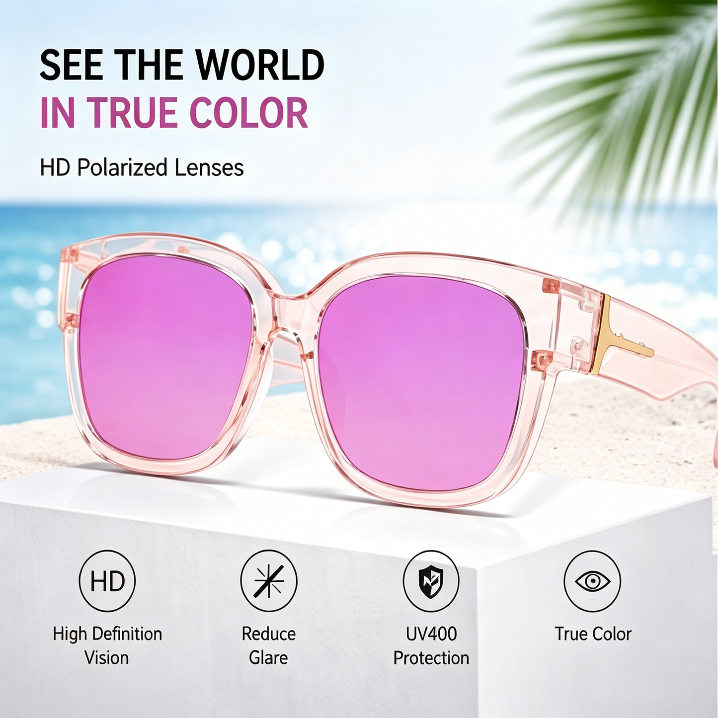 👓 Wear Over Myopia Glasses Polarized Sun Shades Unisex Eyewear-LT