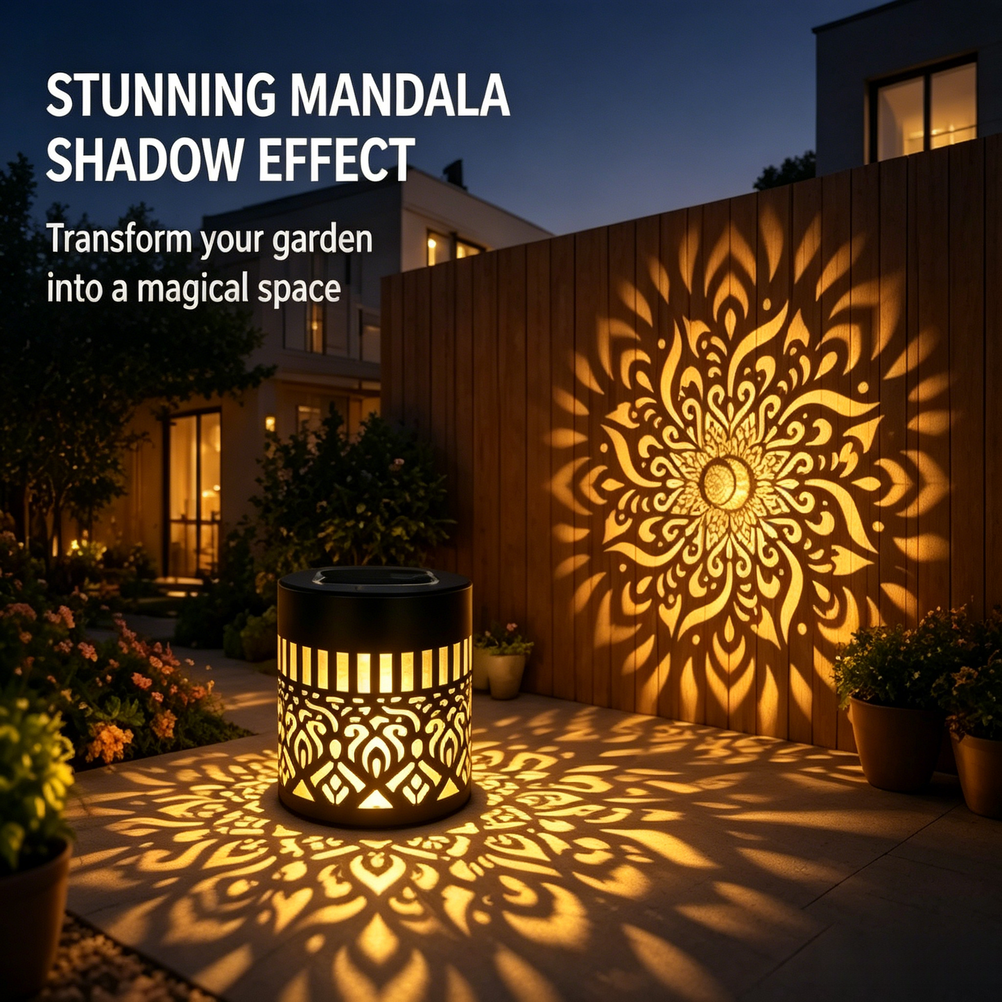 🎨 Mandala Pattern Solar Wall Light | Warm LED Projection Lamp for Patio & Yard Decor-LT