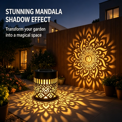 🎨 Mandala Pattern Solar Wall Light | Warm LED Projection Lamp for Patio & Yard Decor-LT