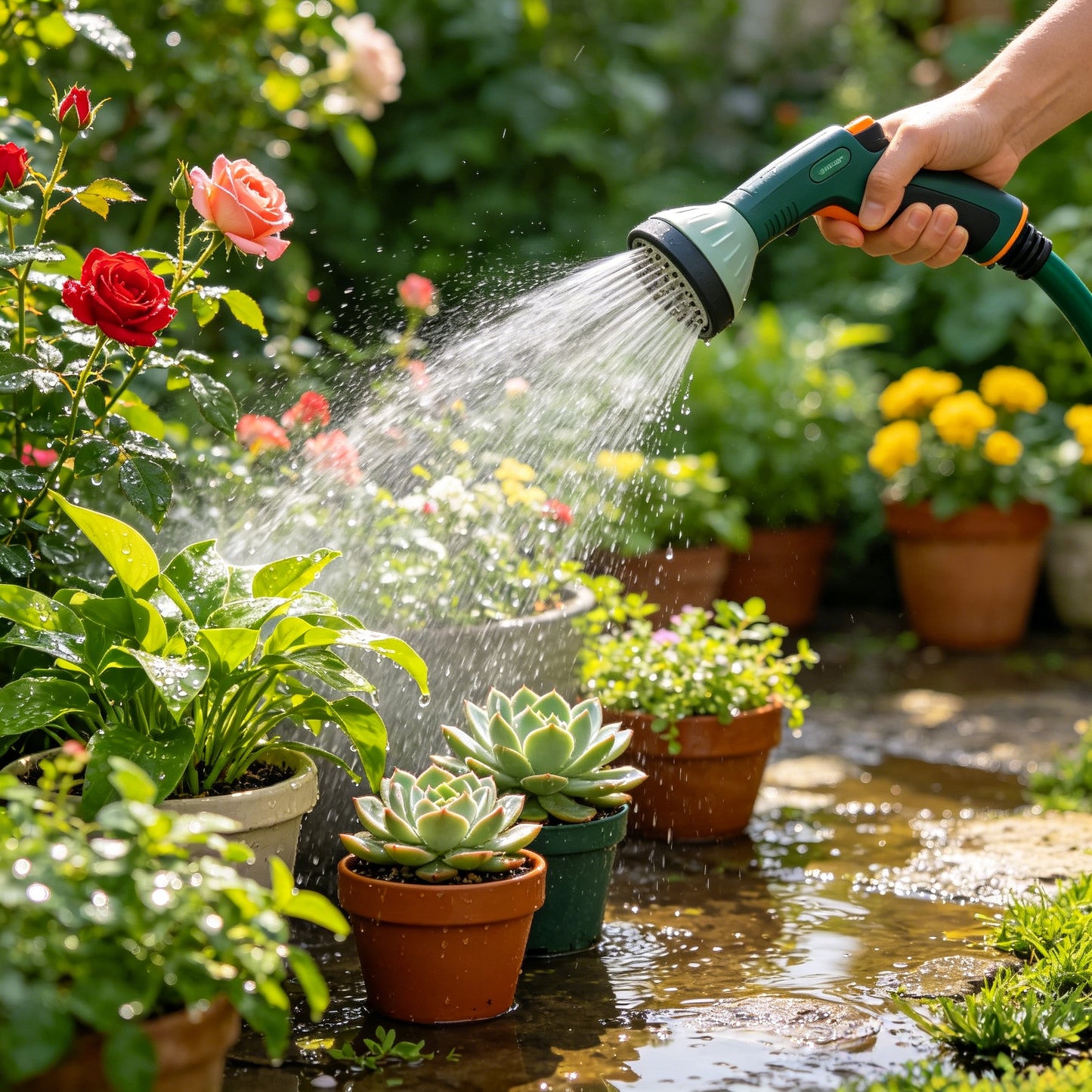 High-Pressure Car Wash Water Gun, Adjustable Jet Nozzle for Garden Cleaning, Portable Heavy-Duty Hose Nozzle Sprayer-TTT