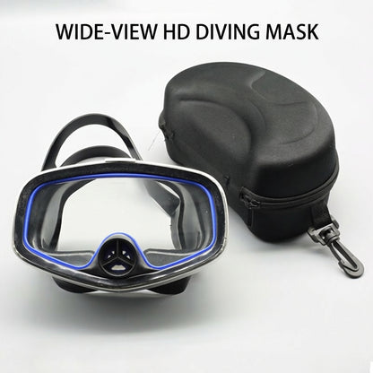 Professional Wide-View HD Diving Mask | Stainless Steel Frame | with One-Way Purge Nose Valve & Protective Case-DZT
