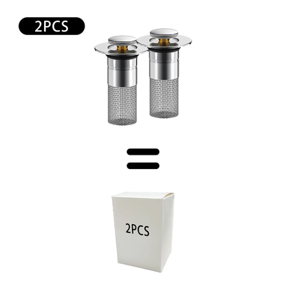 🚿 Bathroom Sink Drain Strainer. Pop-Up Stopper with Removable Stainless Steel Filter Basket ✨. Hair Catcher & Sink Plug Replacement-XLB