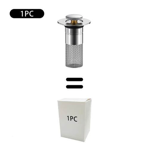 🚿 Bathroom Sink Drain Strainer. Pop-Up Stopper with Removable Stainless Steel Filter Basket ✨. Hair Catcher & Sink Plug Replacement-XLB