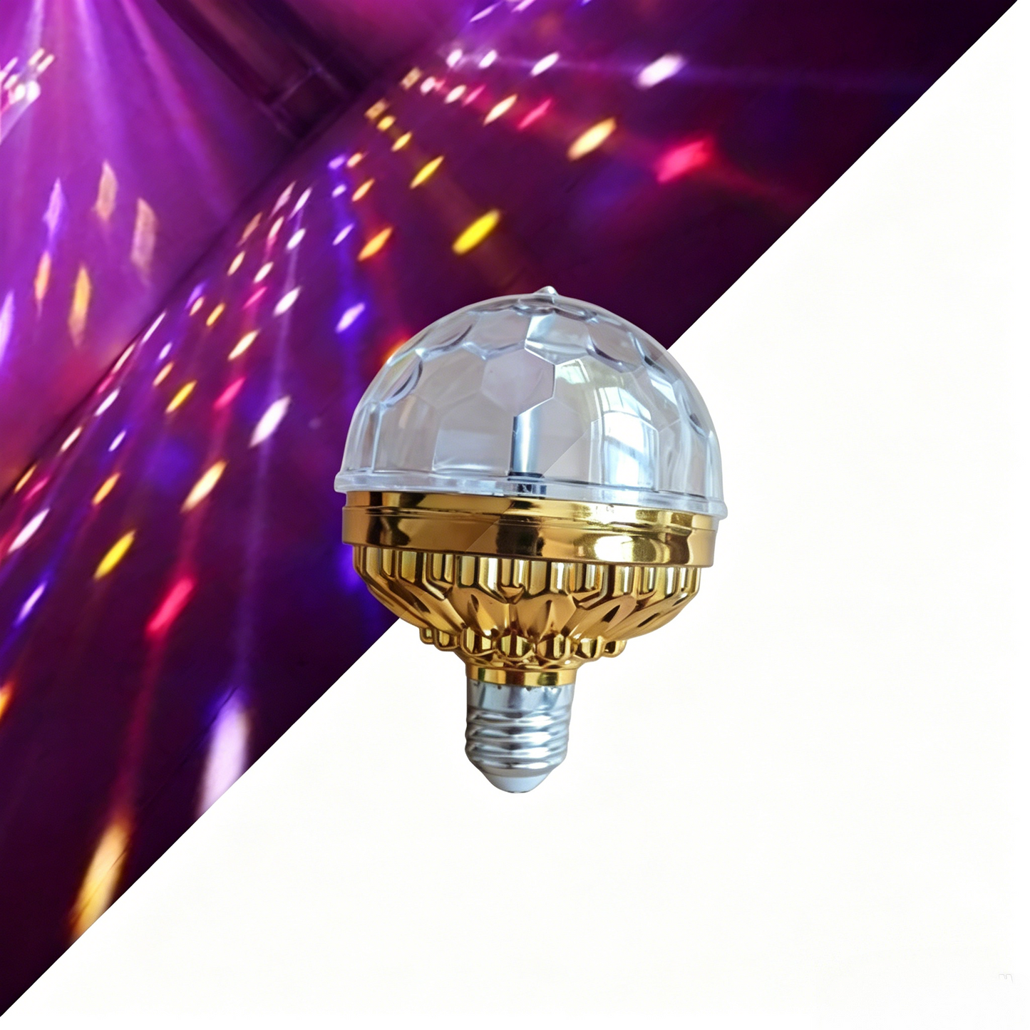 Colorful Rotating Disco Ball Light Bulb, 360° RGB Party Light for Home, Parties & Events-TTT