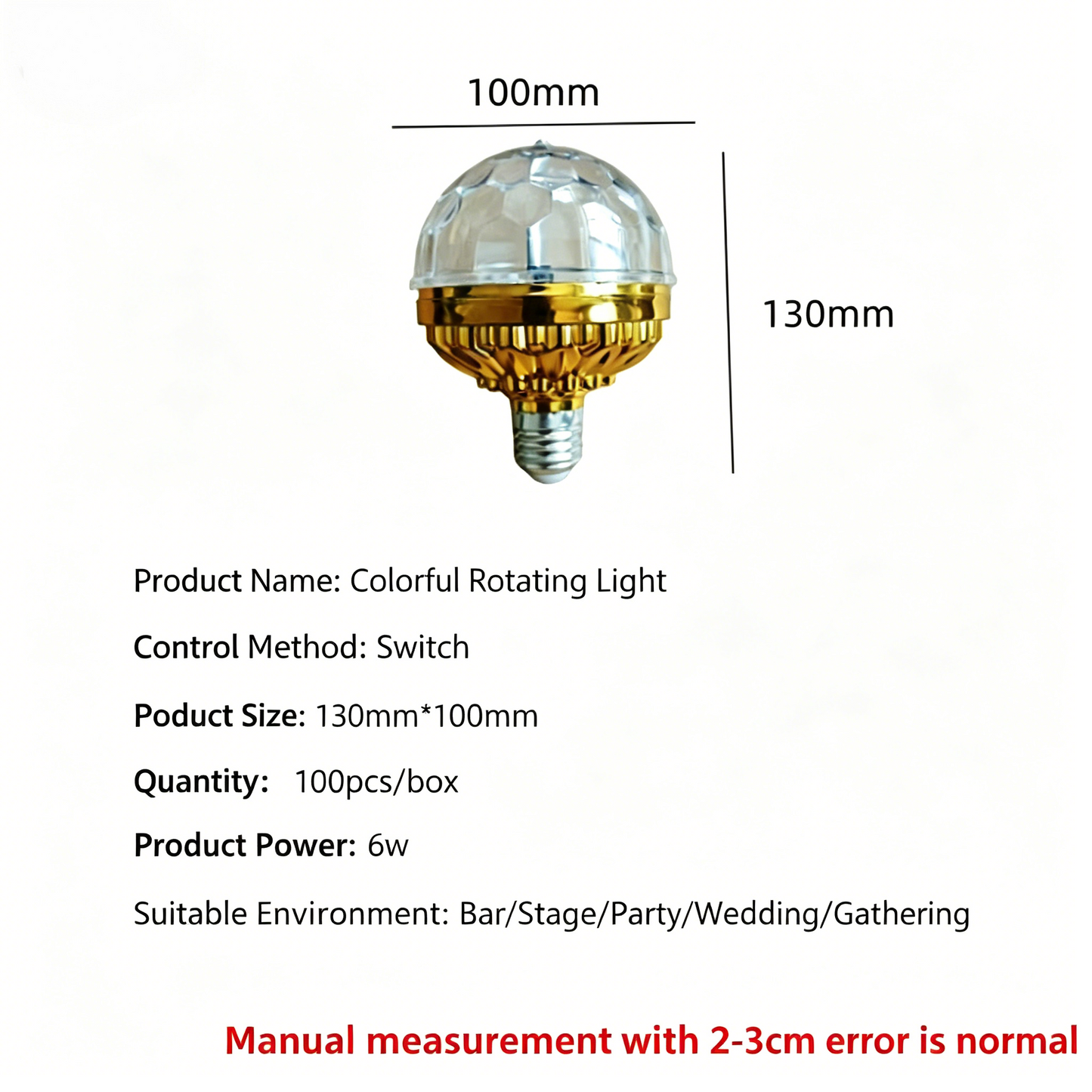 Colorful Rotating Disco Ball Light Bulb, 360° RGB Party Light for Home, Parties & Events-TTT