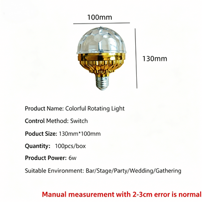 Colorful Rotating Disco Ball Light Bulb, 360° RGB Party Light for Home, Parties & Events-TTT