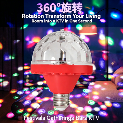 Colorful Rotating Disco Ball Light Bulb, 360° RGB Party Light for Home, Parties & Events-TTT