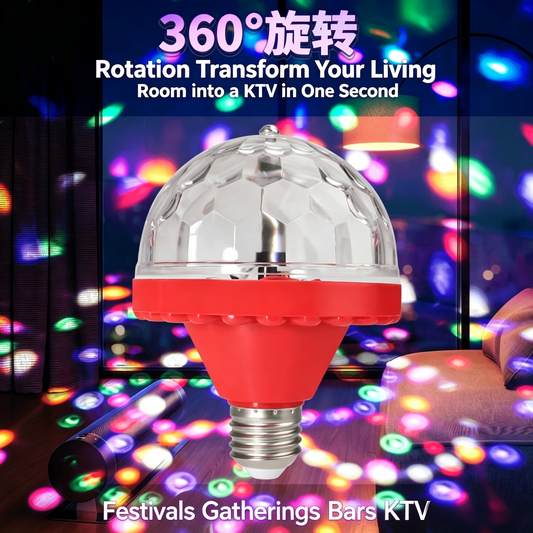 Colorful Rotating Disco Ball Light Bulb, 360° RGB Party Light for Home, Parties & Events-TTT