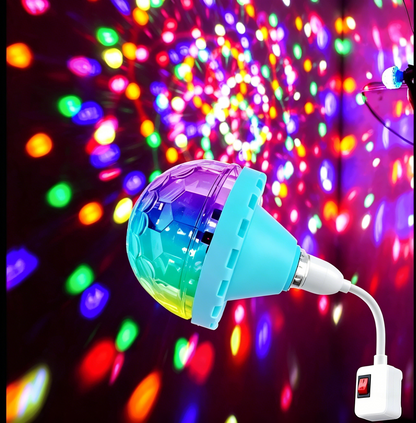 Colorful Rotating Disco Ball Light Bulb, 360° RGB Party Light for Home, Parties & Events-TTT