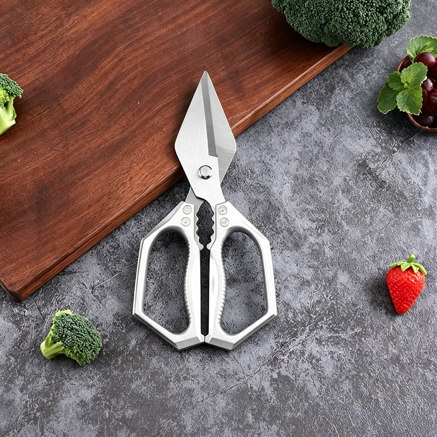 Heavy Duty Multi-Purpose Stainless Steel Kitchen Scissors, Sharp Bone Cutting Shears for Poultry, Vegetables, Fish and Nut Cracking-TTT