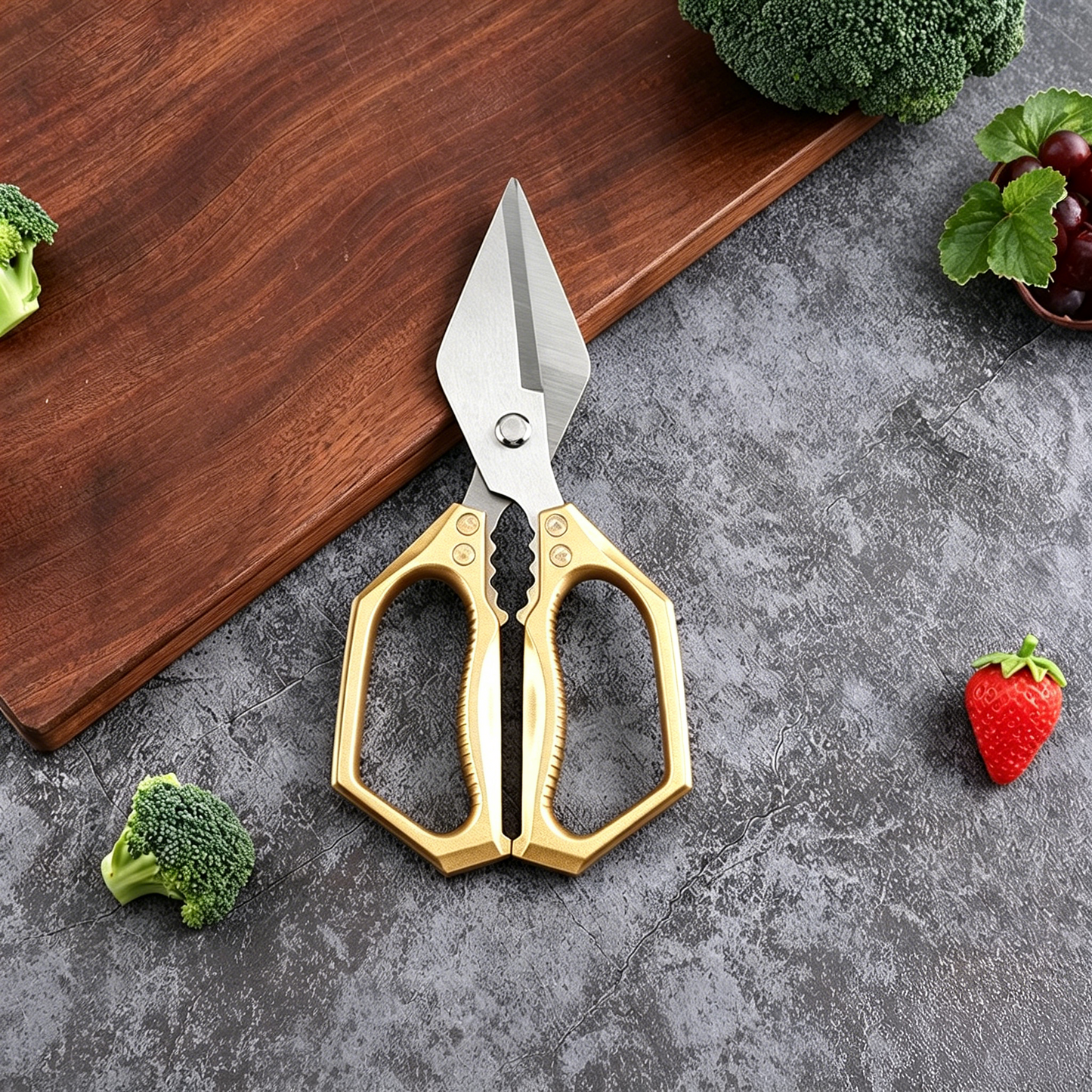 Heavy Duty Multi-Purpose Stainless Steel Kitchen Scissors, Sharp Bone Cutting Shears for Poultry, Vegetables, Fish and Nut Cracking-TTT