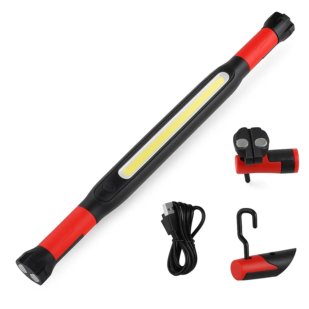 🛠️ Foldable Magnetic COB Work Light, Rechargeable Mechanic Inspection Flashlight for car repair and outdoor emergency use-XLB