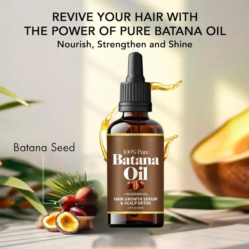 ✨ 100% Pure & Natural Batana Oil with Rosemary 🌿 Revitalizing Hair Growth Serum - Nourishes & Strengthens for Strong, Healthy Hair 👩‍🦰👨‍🦱 Unisex Formula | Perfect Father’s & Mother’s Day Gift 🎁-XLB