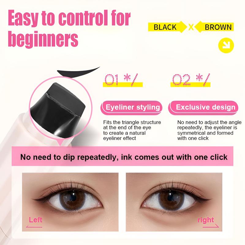 Rotating Eyeliner Stamp Pen – Dual-Head Design with Wing Stamp, Quick-Dry, Long-Lasting, Smudge-Proof for Easy Cat Eye, Sharp Winged Lines & All-Day Makeup Wear - Beginner Friendly Everyday Makeup Tool for Women, Women's cosmetics, Makeup tools. -AUX