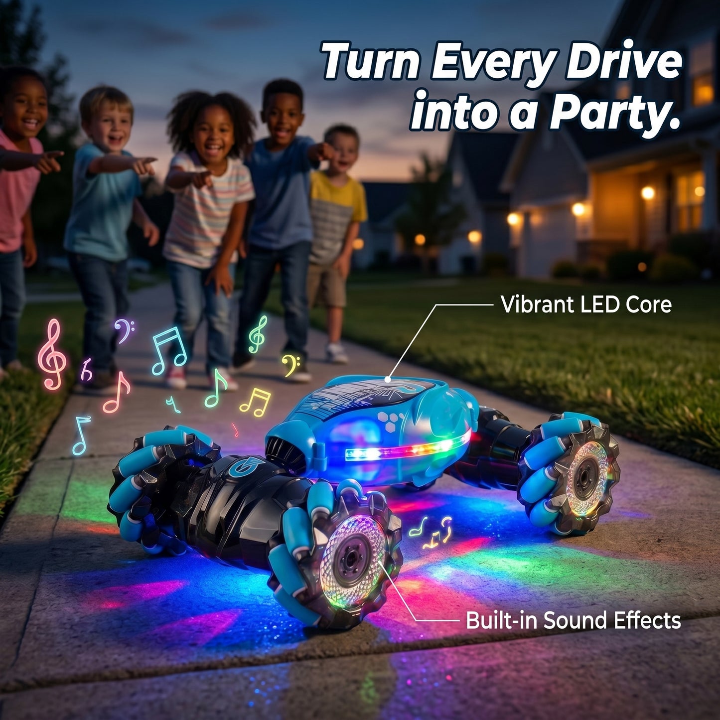 🚗Twist & Turn Gesture RC Car - No More Boring Toys! Dual Control Mode, All-Terrain Drift Stunt Car with Auto Demo & LED Light Show-AUX