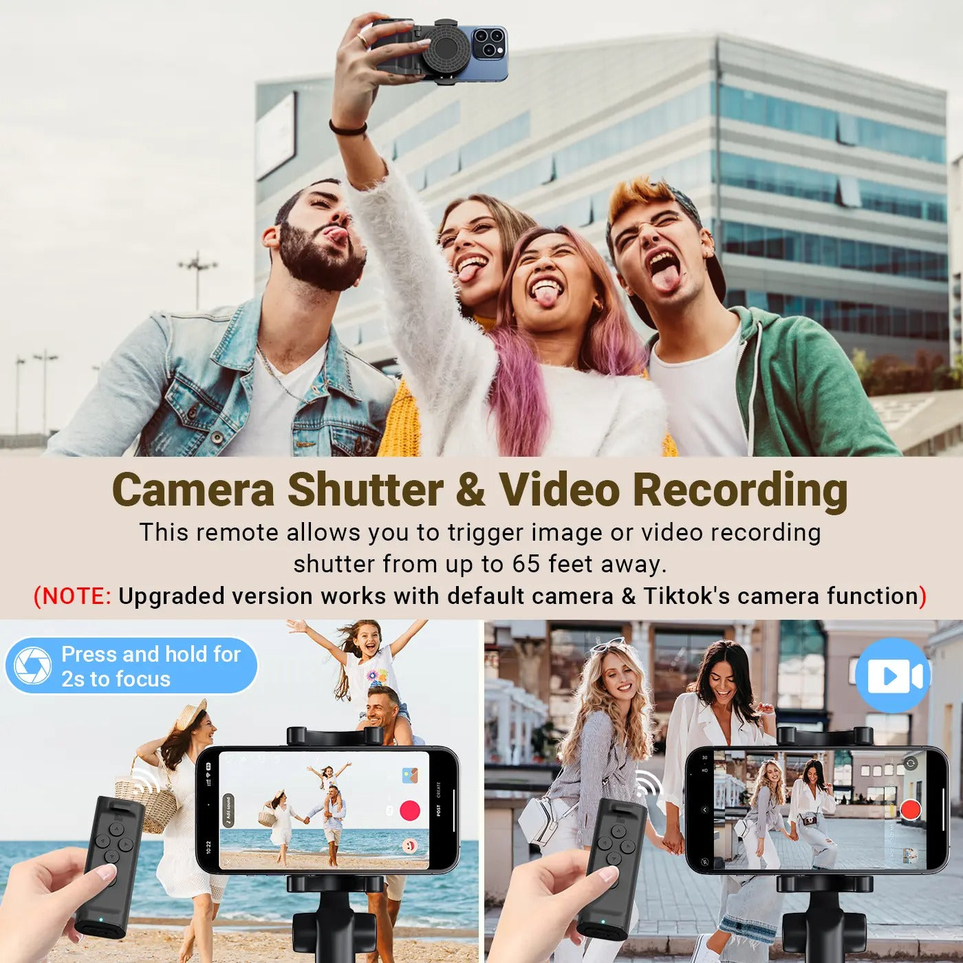 Wireless Bluetooth Remote Scroller & Phone Stand Set | Hands-Free Camera Shutter 📱✨ LGZ