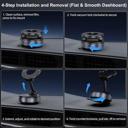 Magnetic Car Phone Mount, Strong Suction Cup Dashboard Holder, 360° Rotation Foldable Cell Phone Stand for Car-TTT