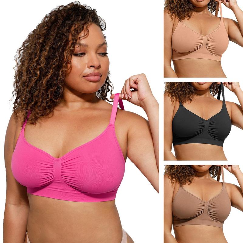 Seamless Comfort Wireless Bra, Plus Size Soft Support Bralette with Adjustable Straps, No Underwire Everyday Bra-TTT