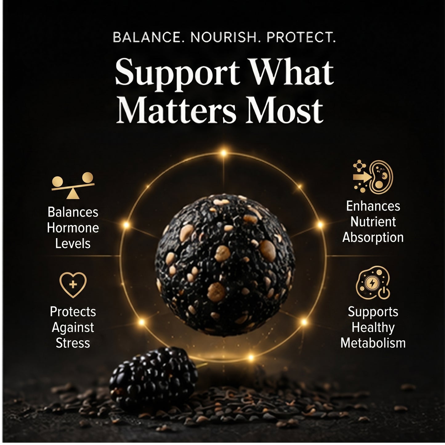 🖤 Balance Glucose Levels & Guard Heart Vessels – All-Natural Mulberry & Black Sesame Wellness Balls-ZRT