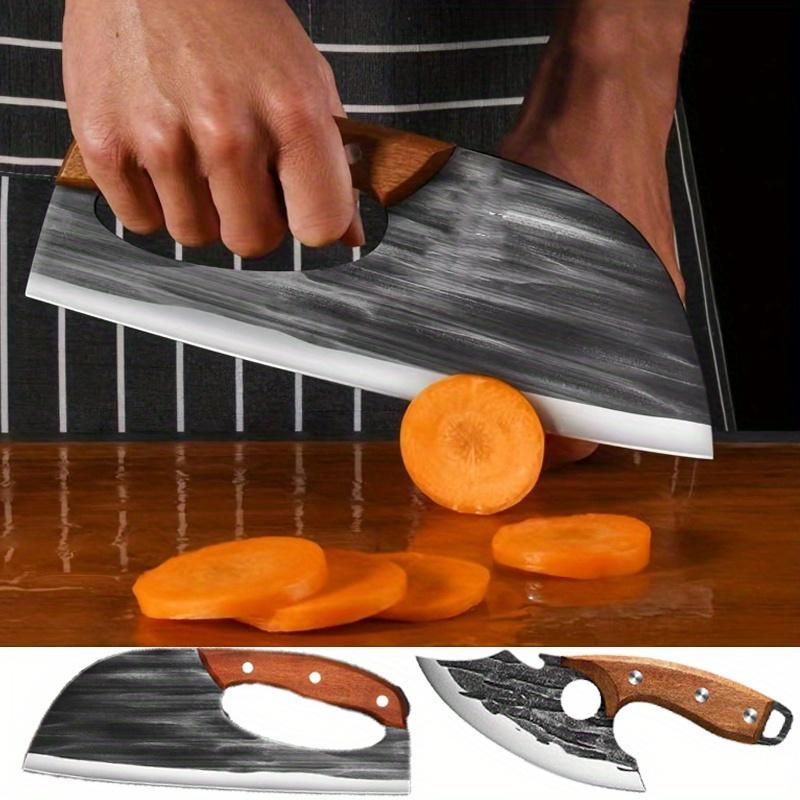 🔪[Buy 1 Get 1 FREE] Hand-Forged Carbon Steel Kitchen Knife Set - Ultra Sharp Cleaver & Boning Knife, Ergonomic Wooden Handle, Multi-Functional Meat & Vegetable Slicer for Home Cooking.-AUX