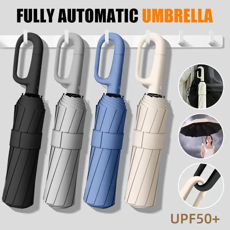 ☂️Automatic Folding Umbrella, Loop Buckle Design, Windproof Waterproof Sun Protection, Dual Use for Men Women-XLB