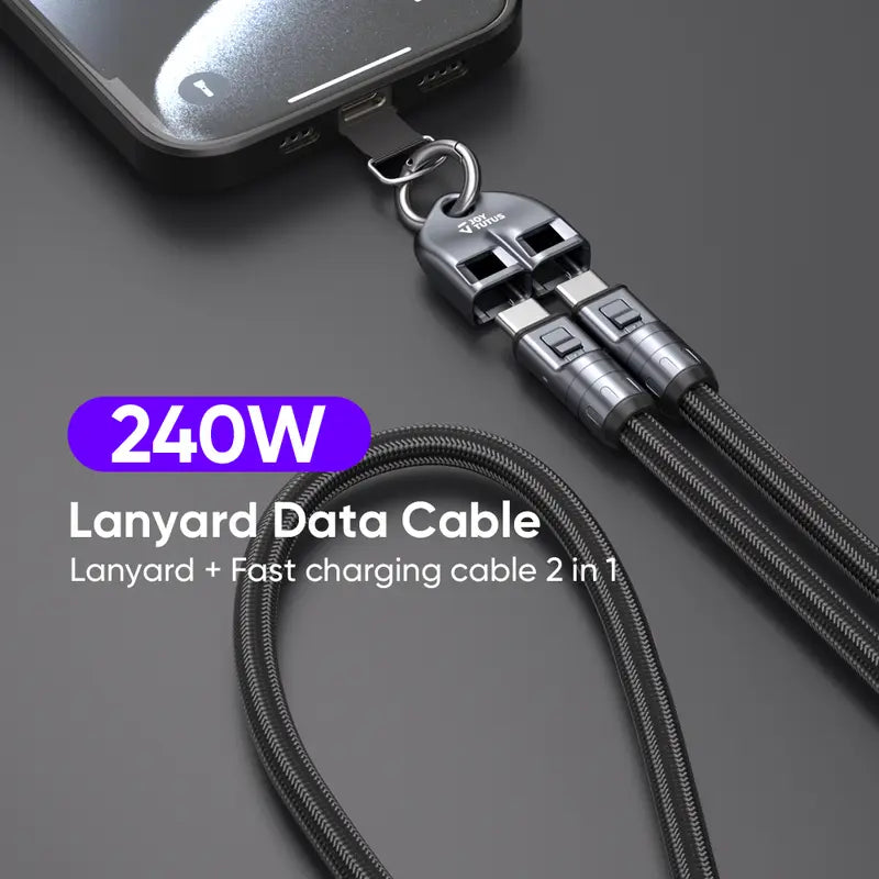 🚀 Free Your Hands, Power Your Life! The Ultimate 2-in-1 240W Lanyard Data Cable-DZT