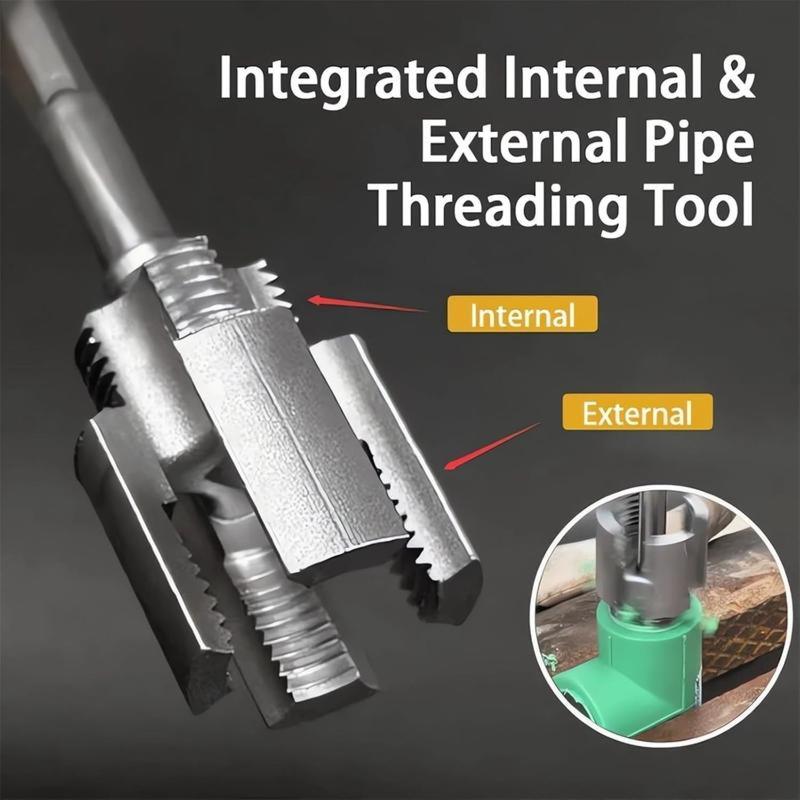 1/2'' 3/4'' PVC Pipe Thread Cutting Tool Integrated Internal & External Pipe Threading Tool Upgrade Pipe Thread Cutting Tool for Plumbing DIY Repairs-DZT