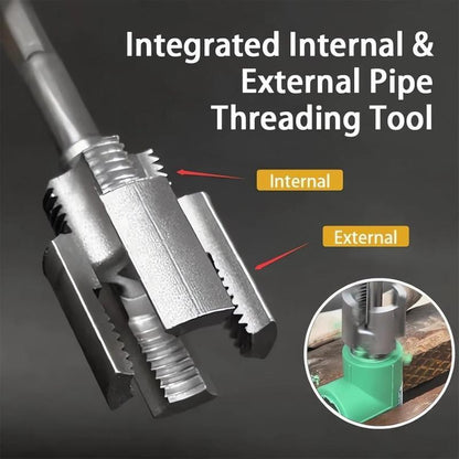 1/2'' 3/4'' PVC Pipe Thread Cutting Tool Integrated Internal & External Pipe Threading Tool Upgrade Pipe Thread Cutting Tool for Plumbing DIY Repairs-DZT