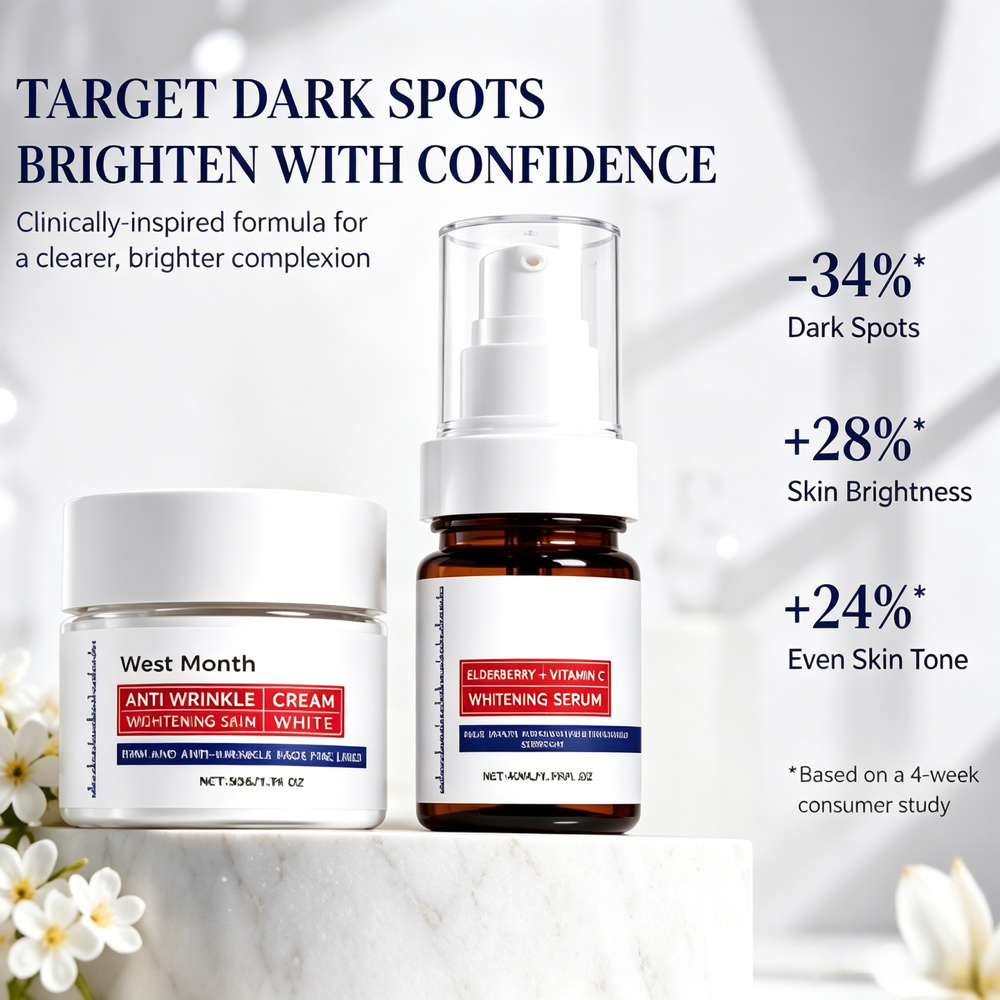 🌟Dark Spot Remover Skin Care Set | Hydrating Brightening Serum + Anti Wrinkle Face Cream For Uneven Dull Skin-LT
