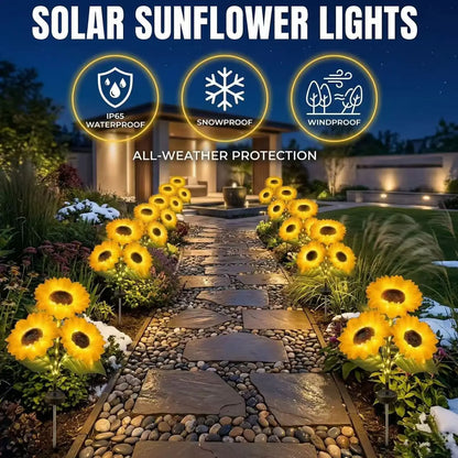 ☀️Solar Sunflower Garden Lights🌻 Waterproof LED Outdoor Stake Light💧with Auto On/Off for Yard, Pathway & Patio Decor-AUX