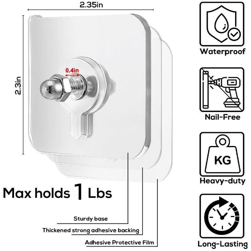 BUY 10 GET 10 FREE 20PCS Adhesive Frame Hooks Wall Mount Self-Adhesive Hooks Suitable for Bathroom and Kitchen Decoration